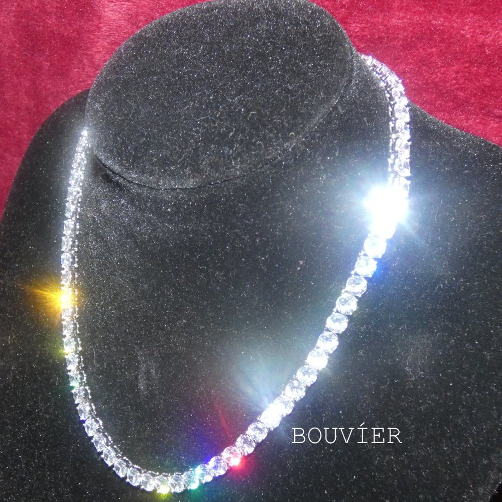 18K Solid White Gold Diamond 6mm Tennis Chain - Picture 2 of 3